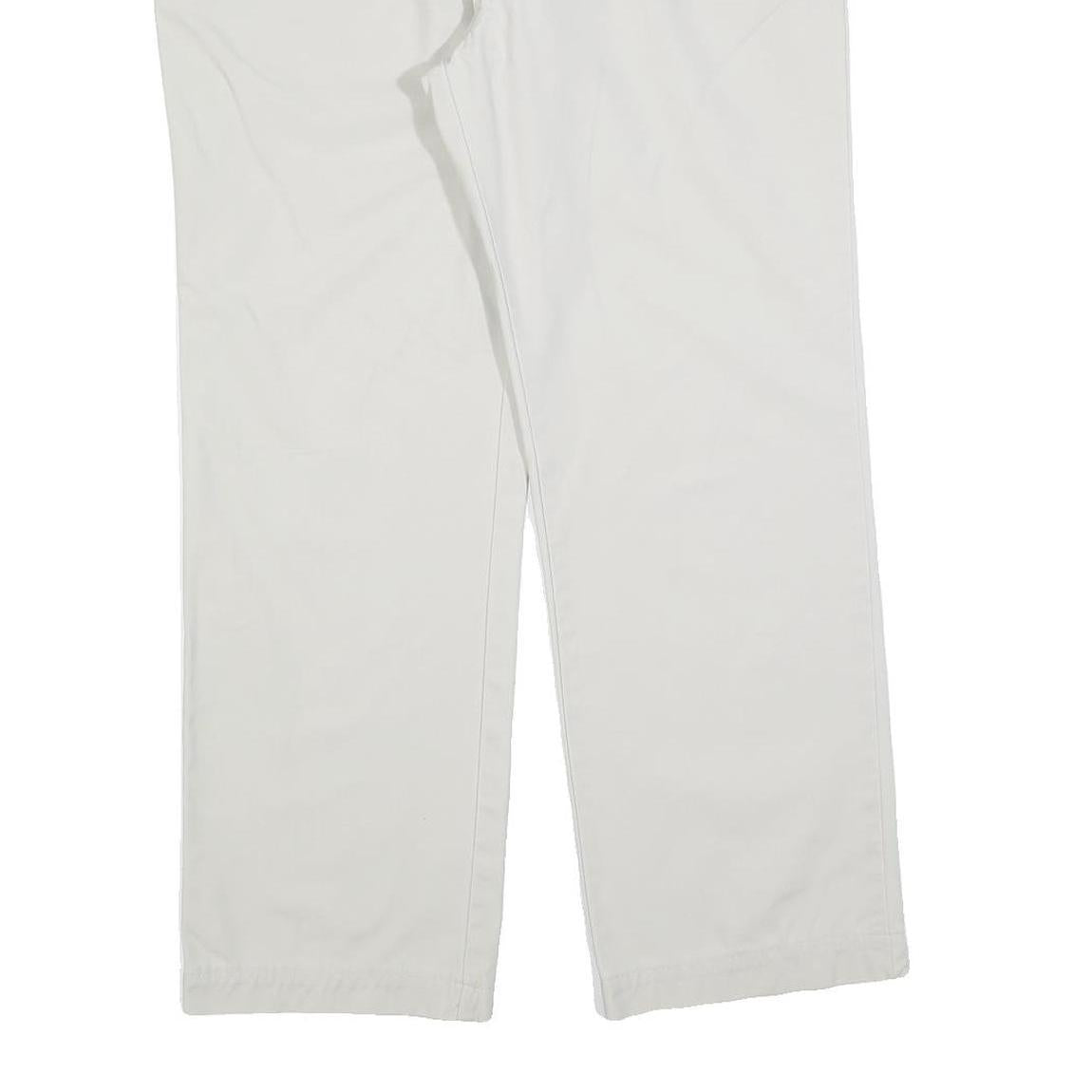 LEE COOPER Mens Cotton Blend White Regular Straight Trousers W36 L30 Classic Zip