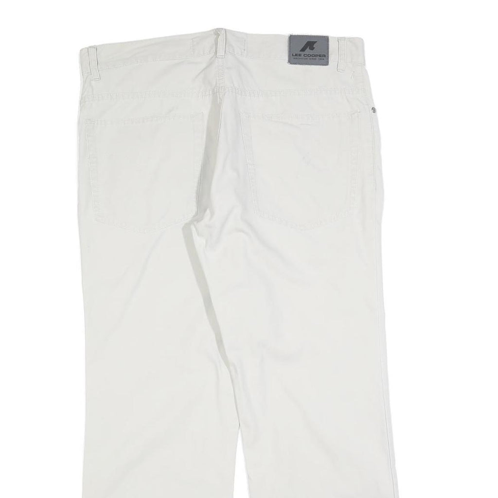 LEE COOPER Mens Cotton Blend White Regular Straight Trousers W36 L30 Classic Zip