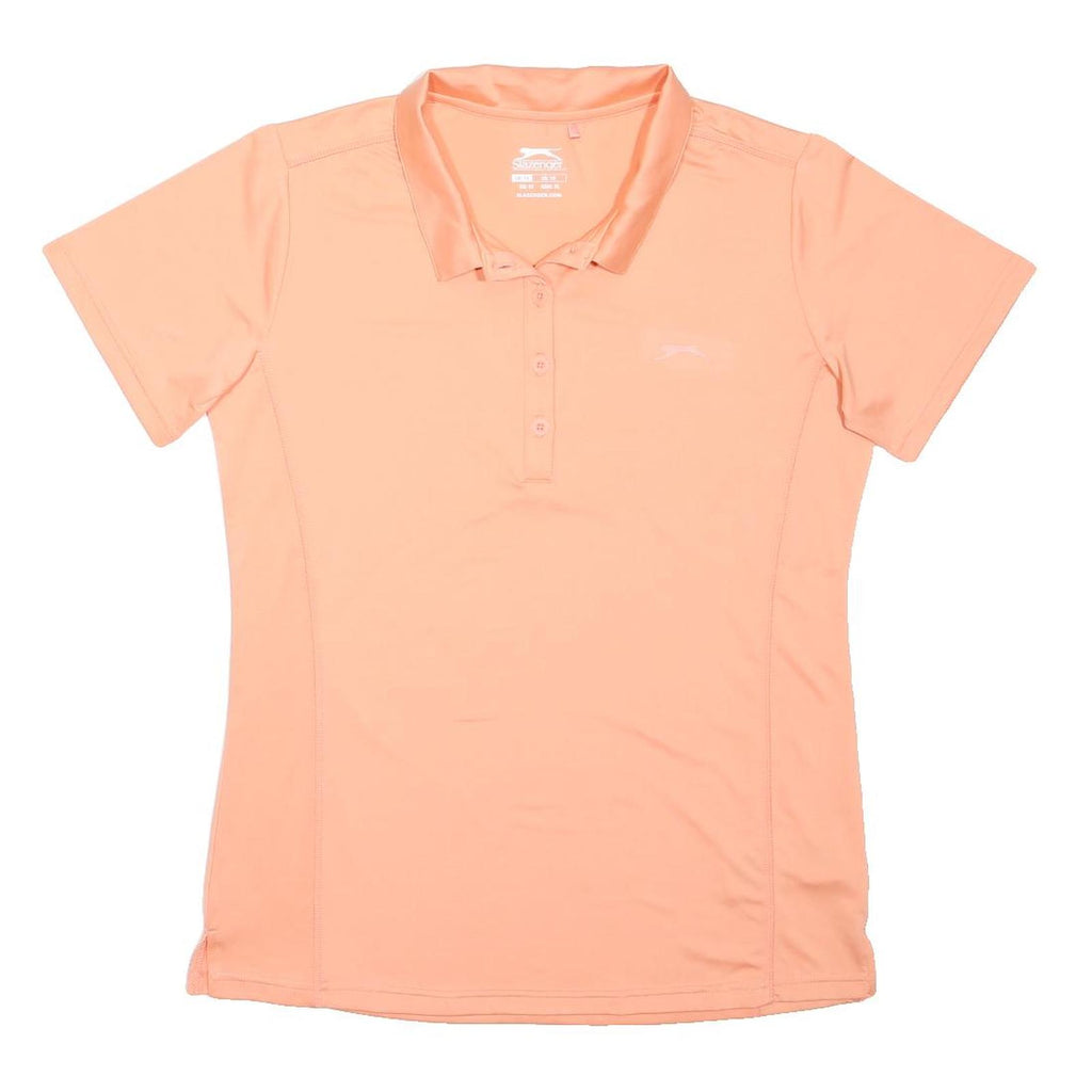 SLAZENGER Womens Peach Plain Short Sleeve Polo Shirt UK 14 Polyester Blend