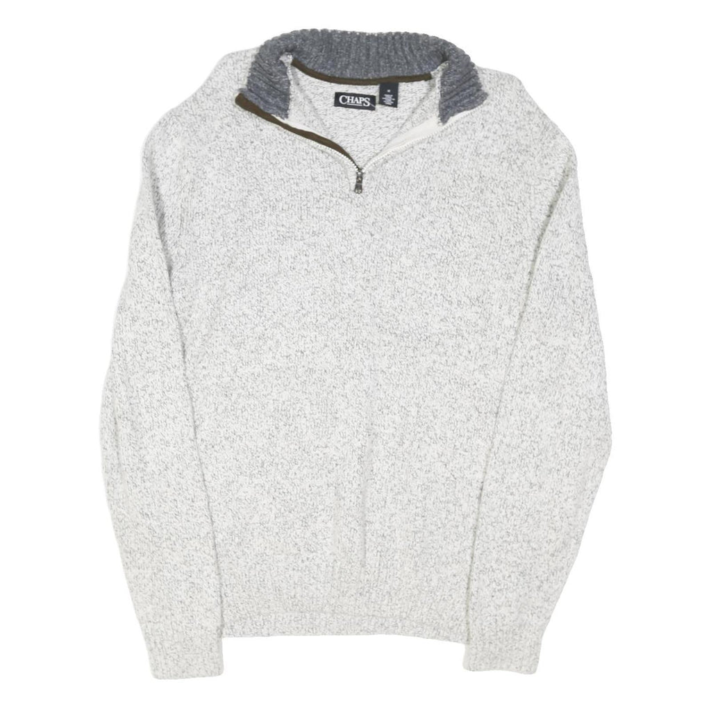 CHAPS Mens Cream Grey Pullover Plain Roll Neck Basic Knit M Cotton Blend Jumper