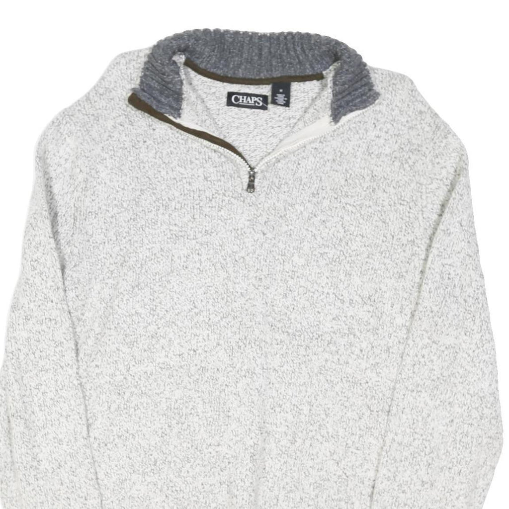 CHAPS Mens Cream Grey Pullover Plain Roll Neck Basic Knit M Cotton Blend Jumper