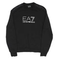 EA7 EMPORIO ARMANI Mens Black Pullover Crew Neck S Logo Tape Shoulder Sweatshirt