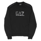 EA7 EMPORIO ARMANI Mens Black Pullover Crew Neck S Logo Tape Shoulder Sweatshirt