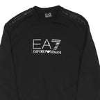 EA7 EMPORIO ARMANI Mens Black Pullover Crew Neck S Logo Tape Shoulder Sweatshirt