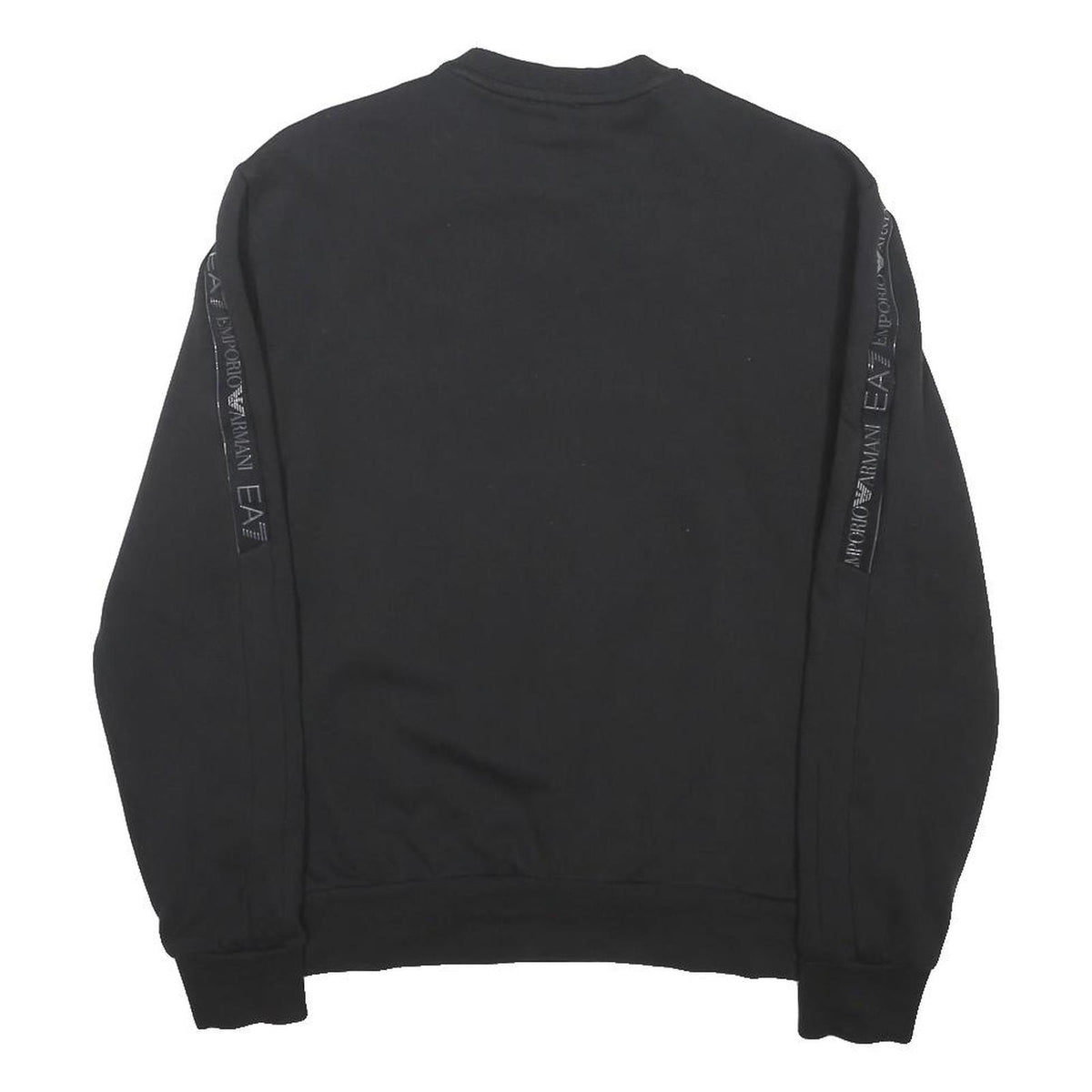EA7 EMPORIO ARMANI Mens Black Pullover Crew Neck S Logo Tape Shoulder Sweatshirt