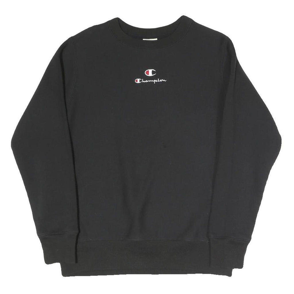 CHAMPION Mens Black Crew Neck XS Cotton Blend Pullover Sweatshirt Embroidered