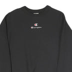 CHAMPION Mens Black Crew Neck XS Cotton Blend Pullover Sweatshirt Embroidered