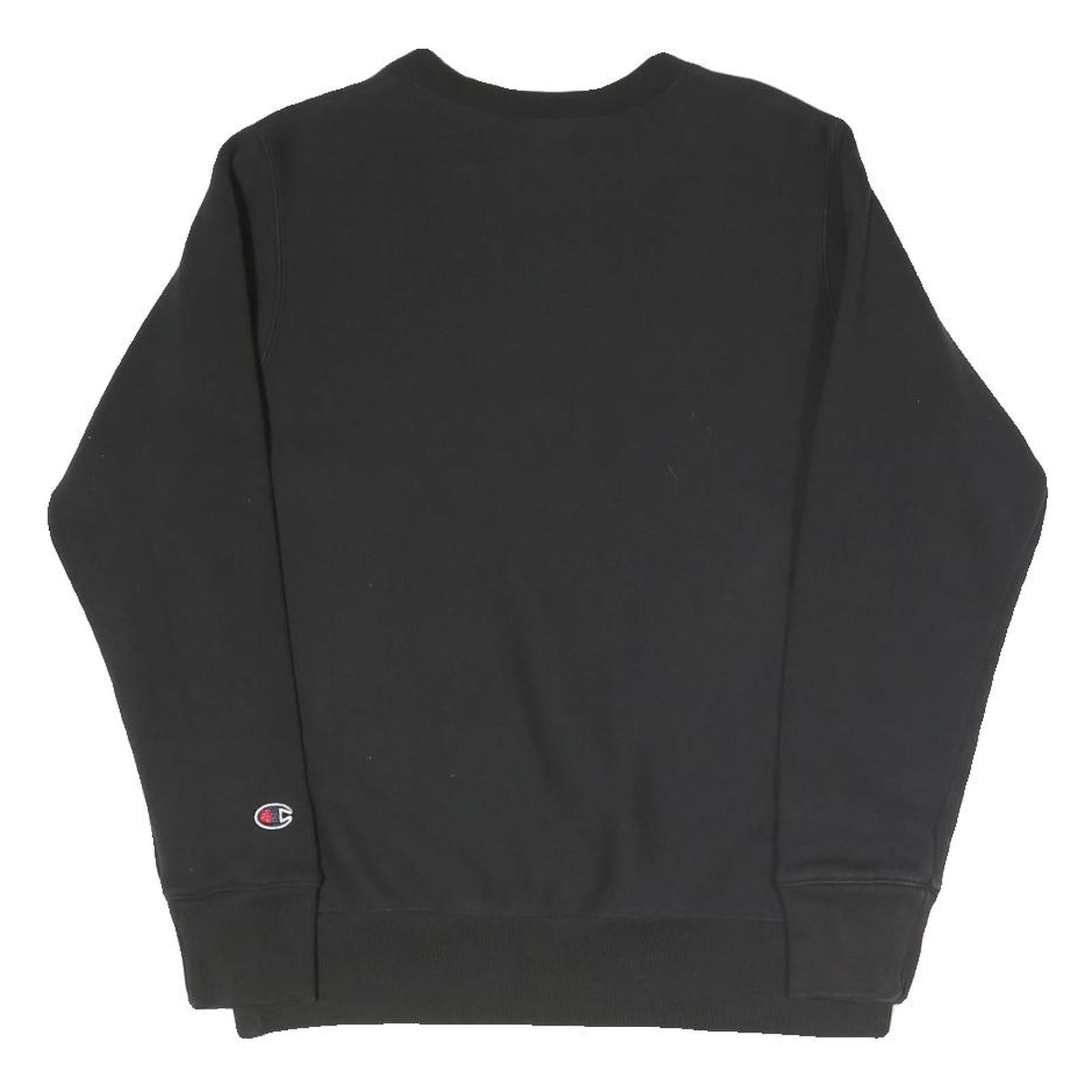 CHAMPION Mens Black Crew Neck XS Cotton Blend Pullover Sweatshirt Embroidered