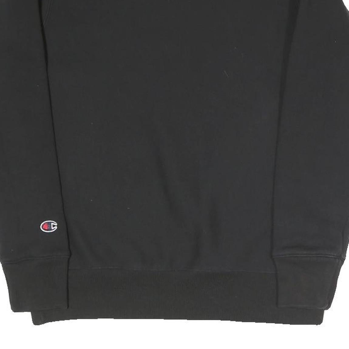 CHAMPION Mens Black Crew Neck XS Cotton Blend Pullover Sweatshirt Embroidered