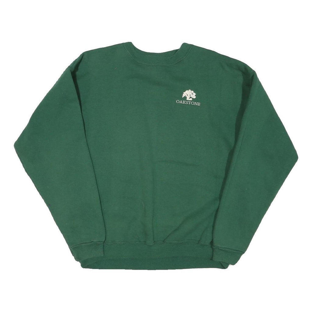 HANES Mens Green Oakstone Crew Neck L Sweatshirt Cotton Blend Casual Pullover
