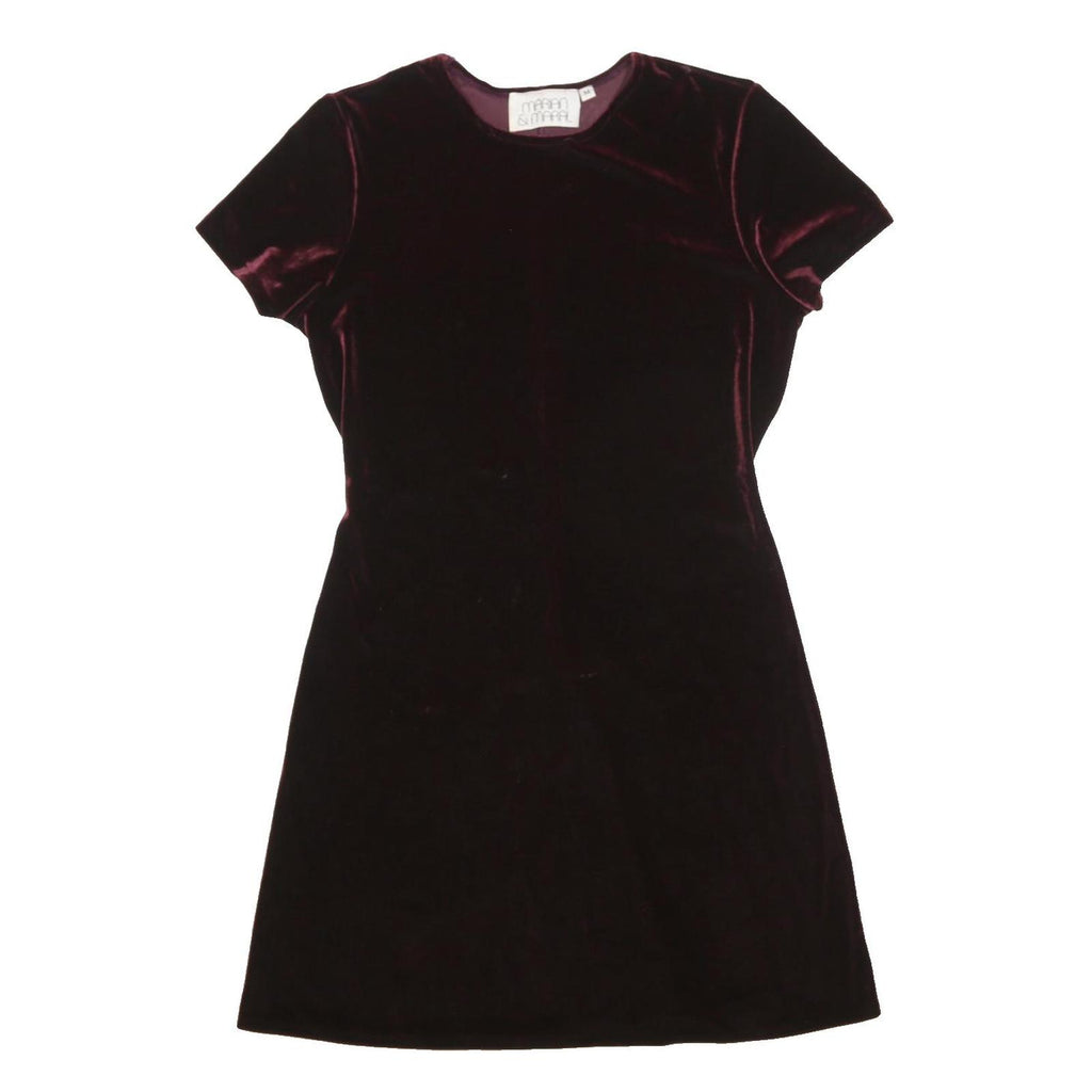 MARIAN & MARAL Womens Maroon Velvet Short Sleeve Mini Dress Cotton Blend M