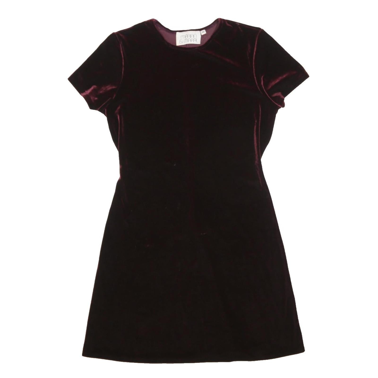 MARIAN & MARAL Womens Maroon Velvet Short Sleeve Mini Dress Cotton Blend M