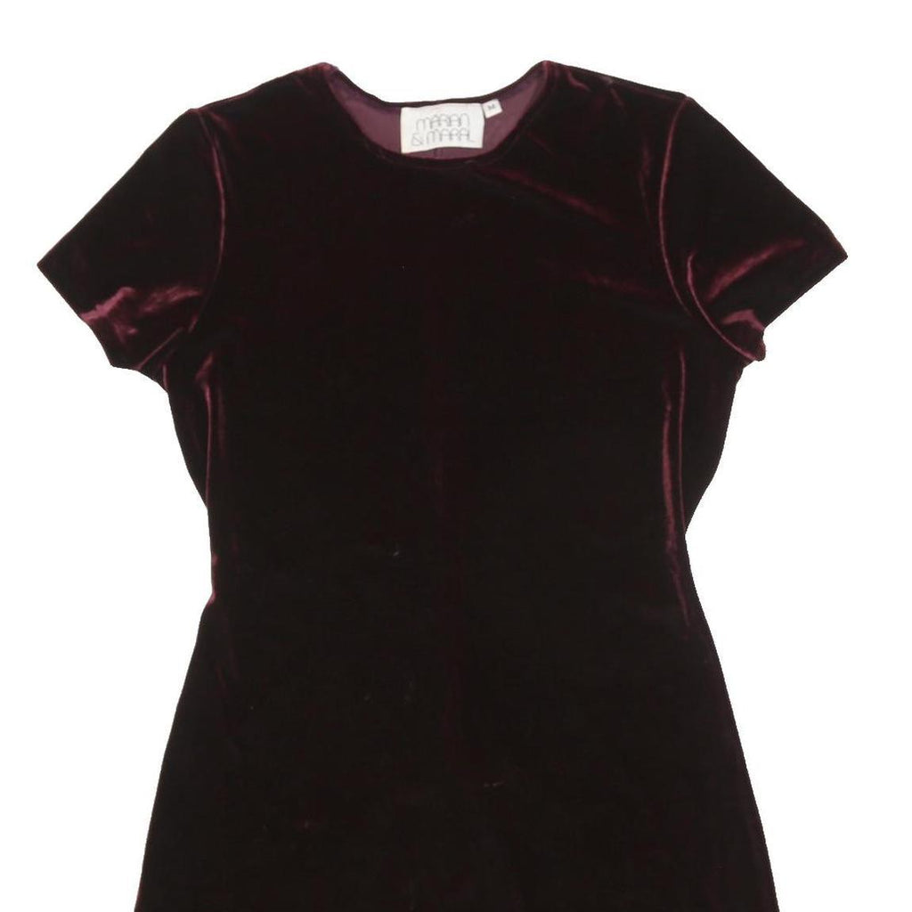MARIAN & MARAL Womens Maroon Velvet Short Sleeve Mini Dress Cotton Blend M