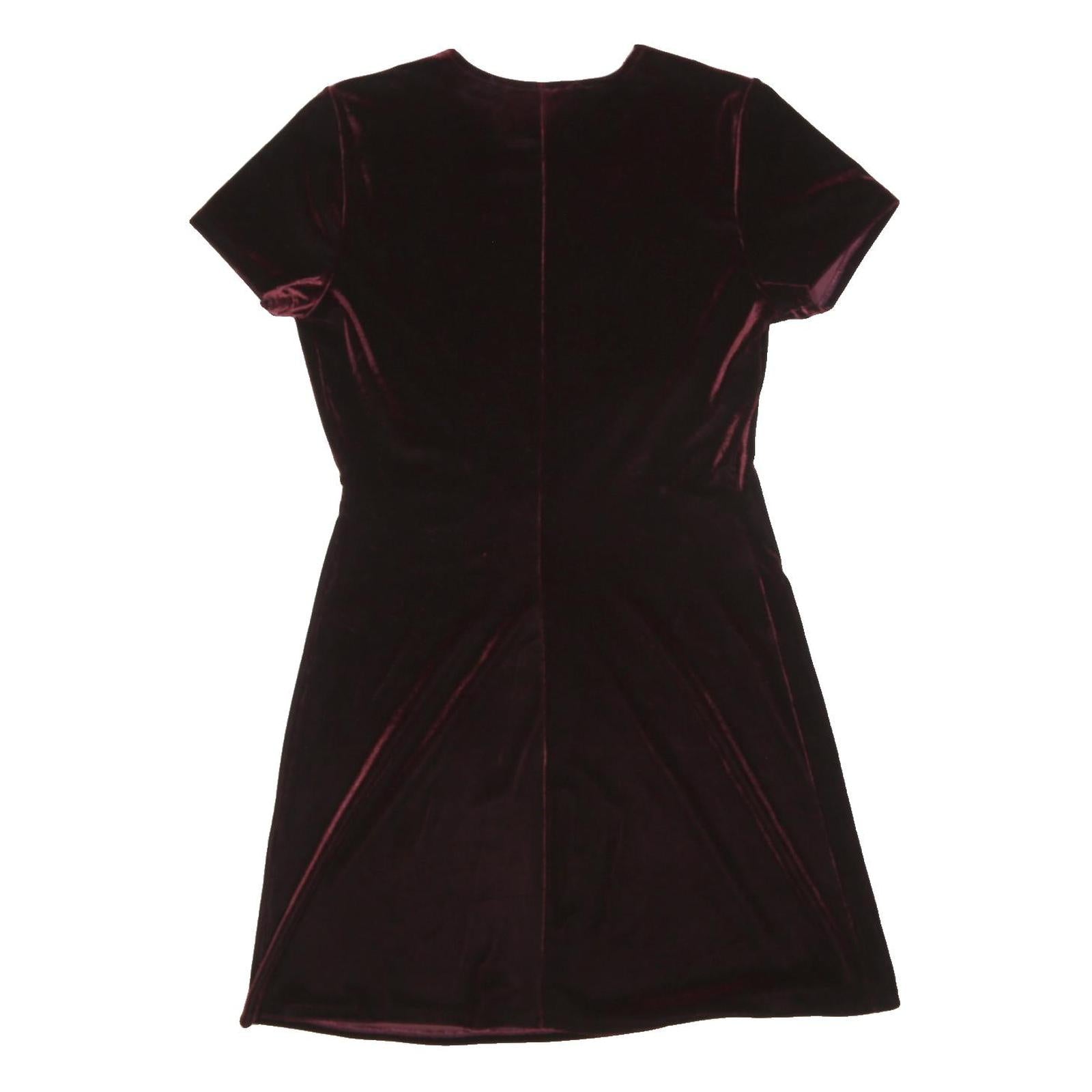 MARIAN & MARAL Womens Maroon Velvet Short Sleeve Mini Dress Cotton Blend M