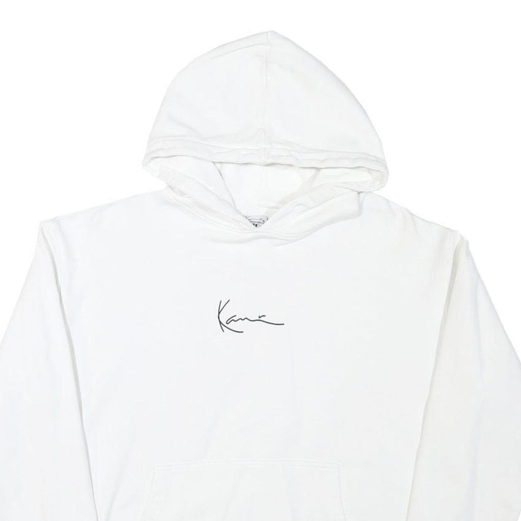 KARL KANI Mens White Hoodie S Minimal Script Logo Cotton Blend