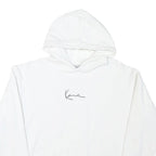 KARL KANI Mens White Hoodie S Minimal Script Logo Cotton Blend