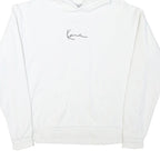 KARL KANI Mens White Hoodie S Minimal Script Logo Cotton Blend