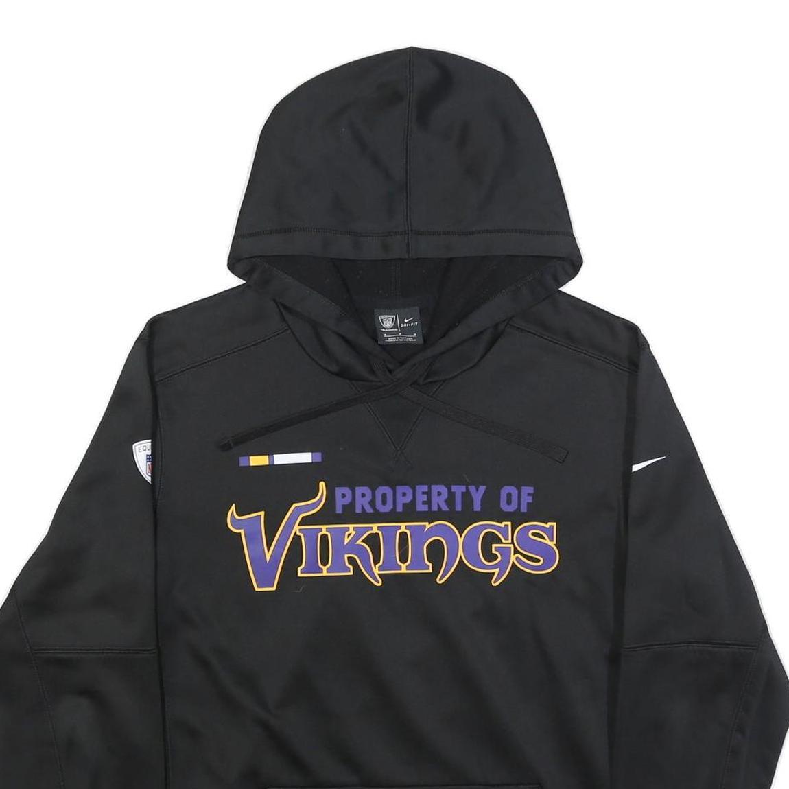 NIKE Mens Black Property Of Vikings Pullover Hoodie M NFL Team Sweatshirt