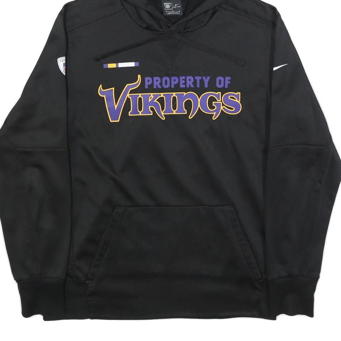 NIKE Mens Black Property Of Vikings Pullover Hoodie M NFL Team Sweatshirt