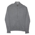 TOMMY HILFIGER Mens Grey Cotton Blend Zip Jacket S Knit Casual Lightweight