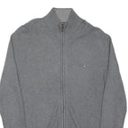 TOMMY HILFIGER Mens Grey Cotton Blend Zip Jacket S Knit Casual Lightweight