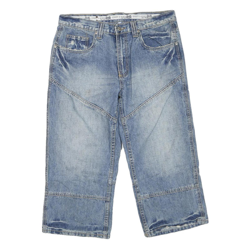 Mens Denim Blue Casual Cotton Blend Shorts M W32 Relaxed Fit Pockets