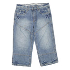 Mens Denim Blue Casual Cotton Blend Shorts M W32 Relaxed Fit Pockets