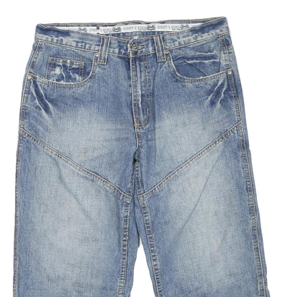 Mens Denim Blue Casual Cotton Blend Shorts M W32 Relaxed Fit Pockets