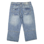 Mens Denim Blue Casual Cotton Blend Shorts M W32 Relaxed Fit Pockets