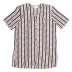 CHRISTIE JILL Womens White Blue & Red Printed Short Sleeve V-Neck Top M Stylish