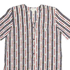 CHRISTIE JILL Womens White Blue & Red Printed Short Sleeve V-Neck Top M Stylish