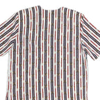 CHRISTIE JILL Womens White Blue & Red Printed Short Sleeve V-Neck Top M Stylish