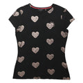 TED BAKER Womens Black T-Shirt UK 4 Short Sleeve Round Neck Heart Print