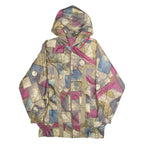 ULTRASPORT Womens Coat Brown 90s Hooded Crazy Pattern L