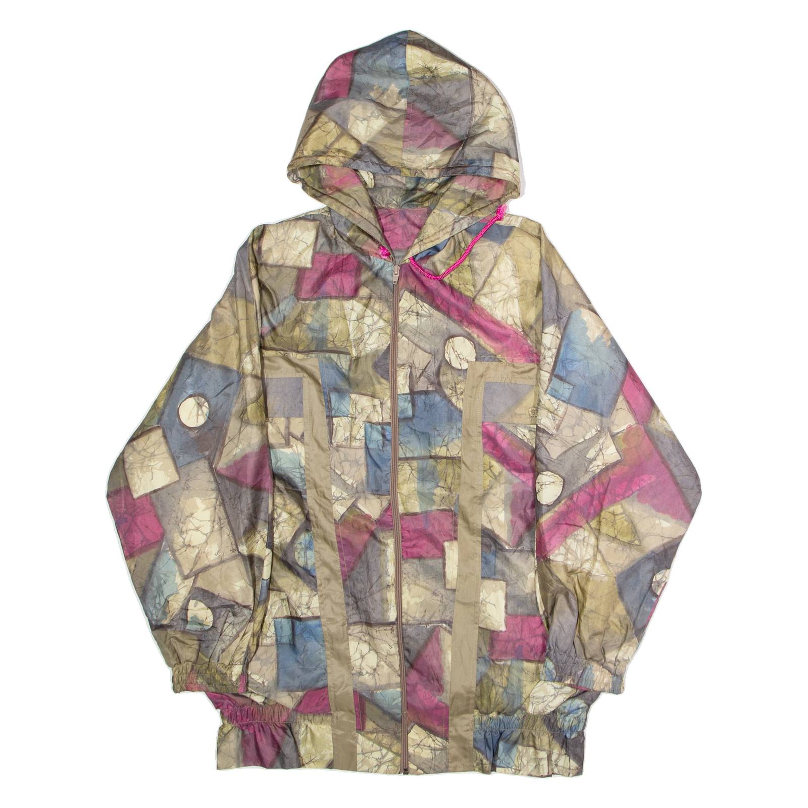 ULTRASPORT Womens Coat Brown 90s Hooded Crazy Pattern L