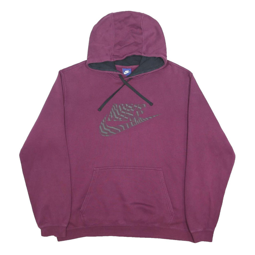 NIKE Mens Maroon Hoodie XL Cotton Blend Pullover Sweatshirt Sports Casual