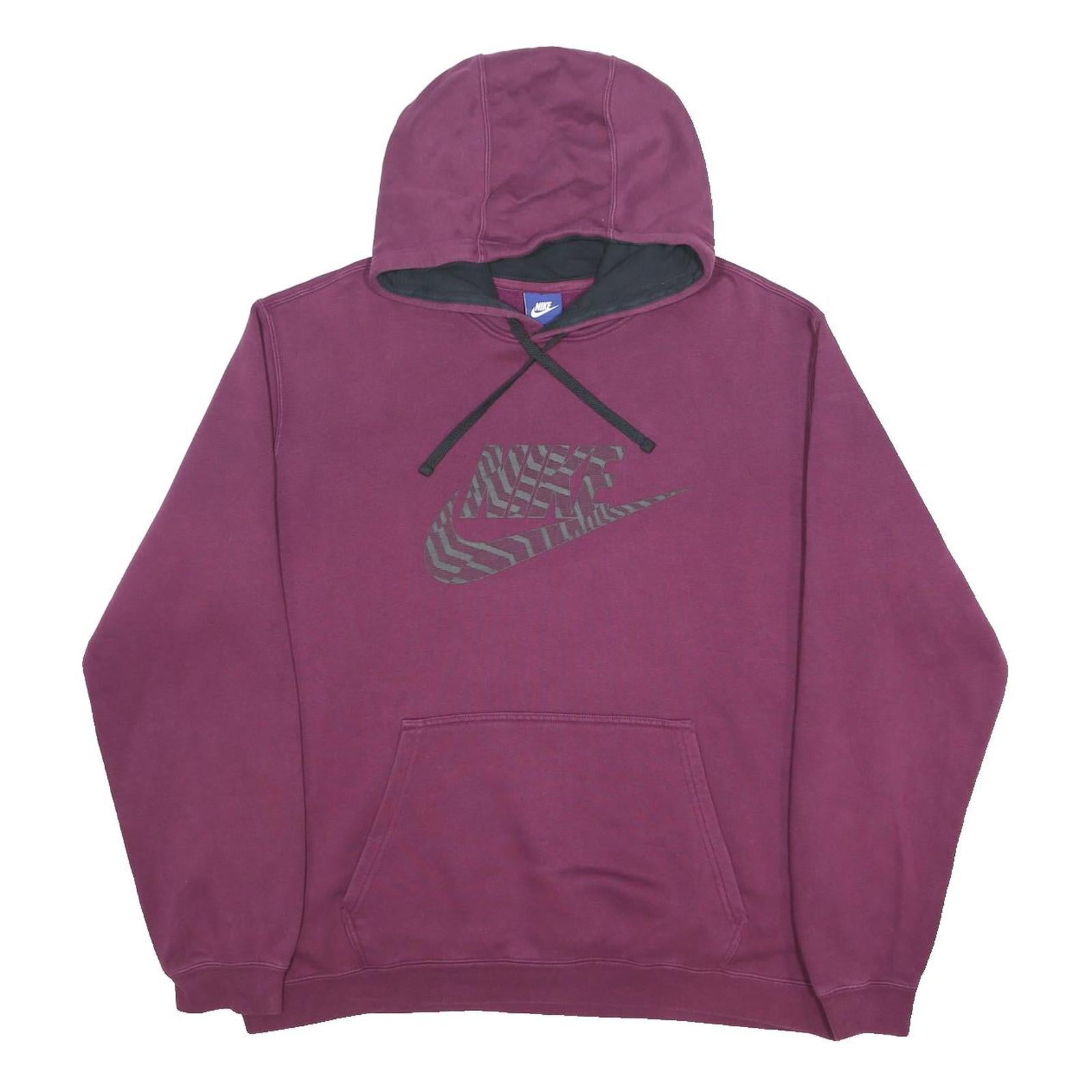 NIKE Mens Maroon Hoodie XL Cotton Blend Pullover Sweatshirt Sports Casual