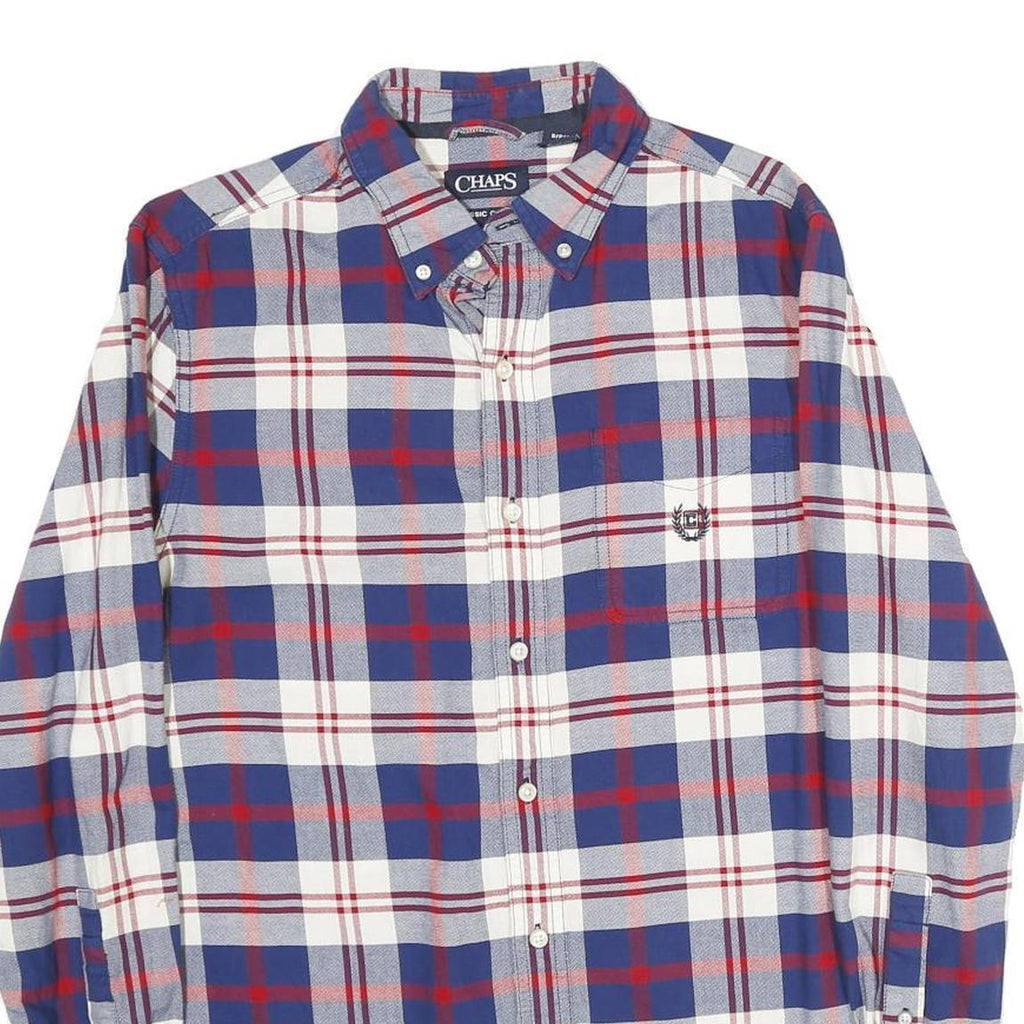 CHAPS Mens Blue & Red Check Shirt S Classic Cotton Button Down Casual
