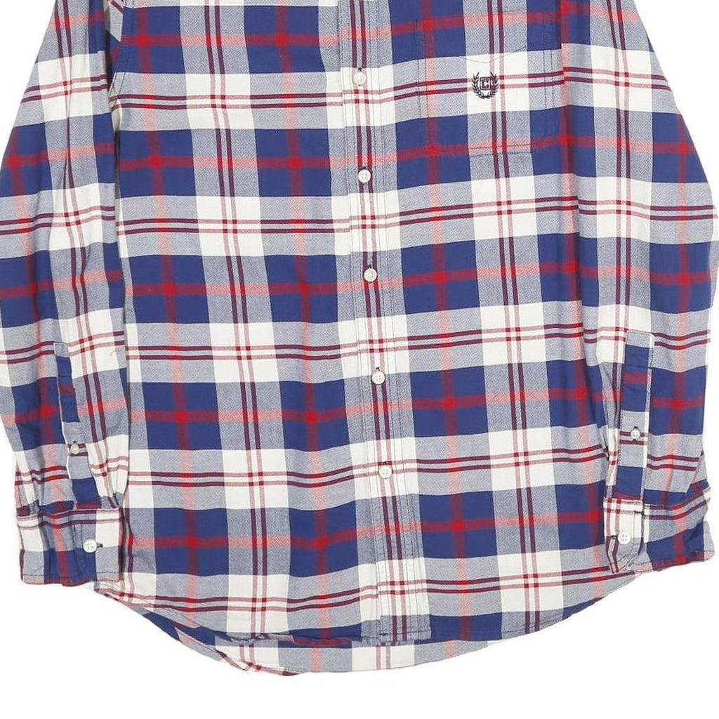 CHAPS Mens Blue & Red Check Shirt S Classic Cotton Button Down Casual