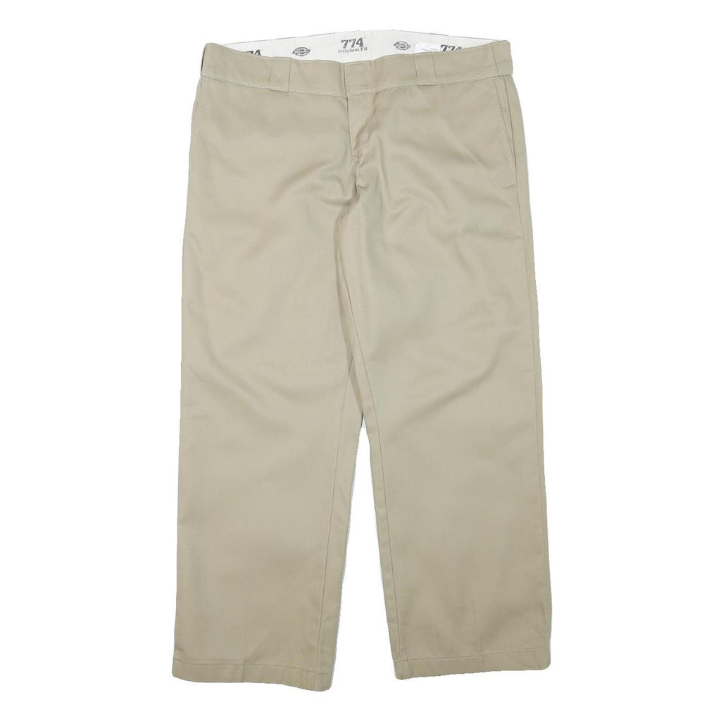 DICKIES Womens Regular Fit Beige Cotton Blend Trousers W36 L28 Casual Workwear