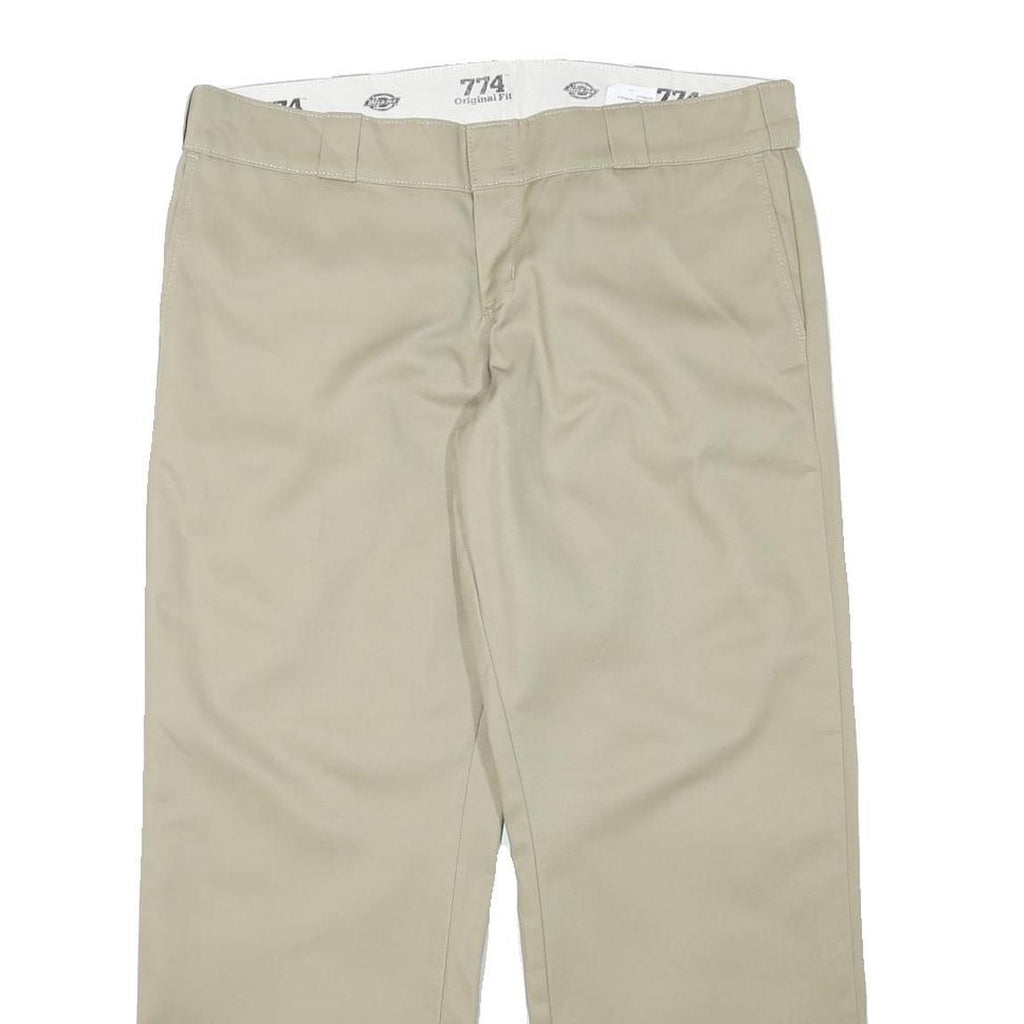 DICKIES Womens Regular Fit Beige Cotton Blend Trousers W36 L28 Casual Workwear