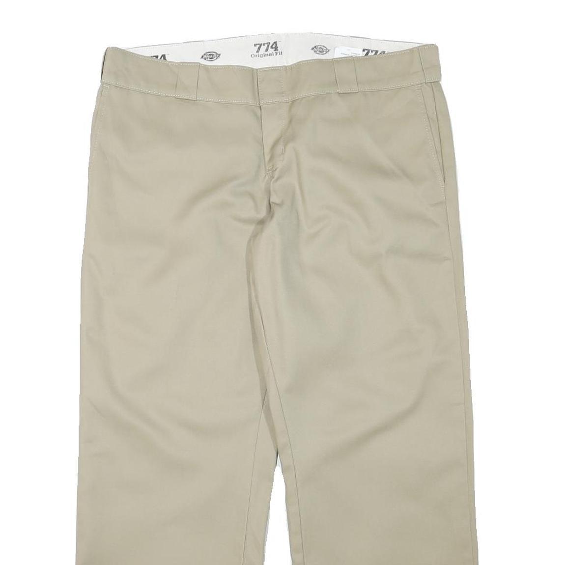 DICKIES Womens Regular Fit Beige Cotton Blend Trousers W36 L28 Casual Workwear