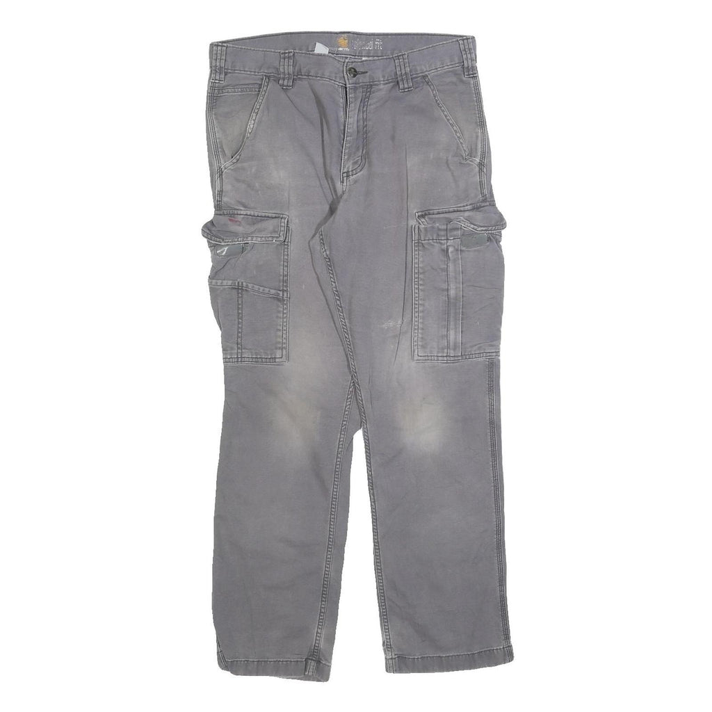 CARHARTT Mens Cotton Blend Grey Relaxed Cargo Trousers W31 L30 Workwear