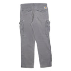 CARHARTT Mens Cotton Blend Grey Relaxed Cargo Trousers W31 L30 Workwear