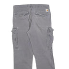 CARHARTT Mens Cotton Blend Grey Relaxed Cargo Trousers W31 L30 Workwear