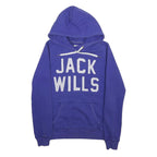 JACK WILLS Womens Blue Hoodie UK 8 Pullover Cotton Blend Hooded Sweater
