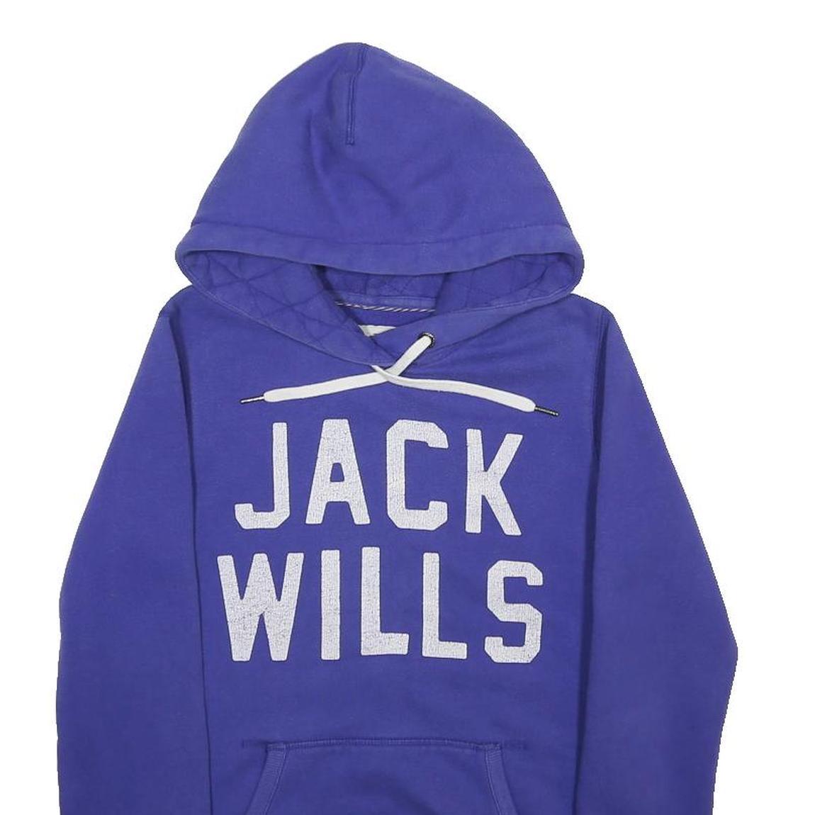 JACK WILLS Womens Blue Hoodie UK 8 Pullover Cotton Blend Hooded Sweater