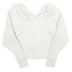 H&M Womens White Plain Chunky Knit Roll Neck Jumper S Winter Knitwear