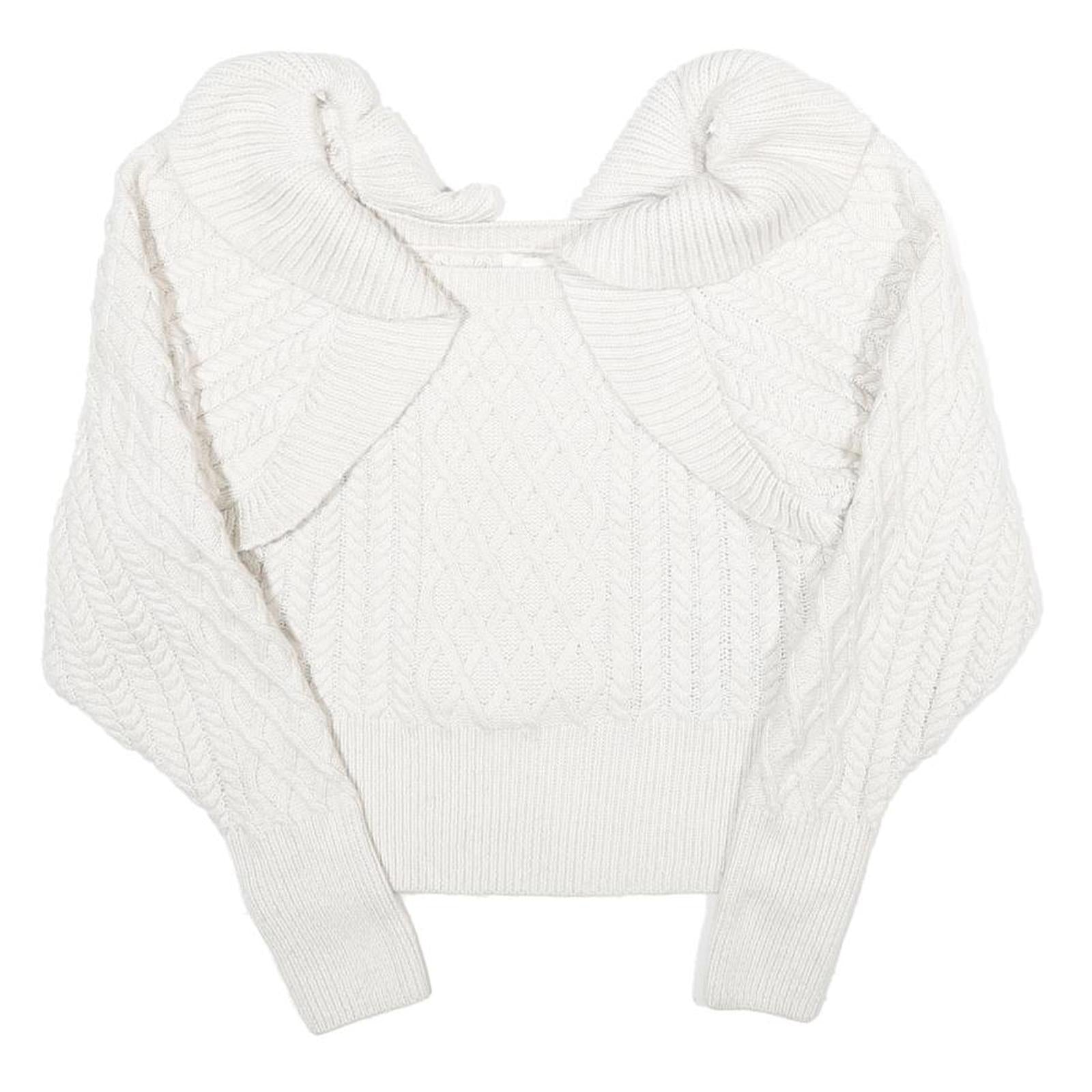 H&M Womens White Plain Chunky Knit Roll Neck Jumper S Winter Knitwear