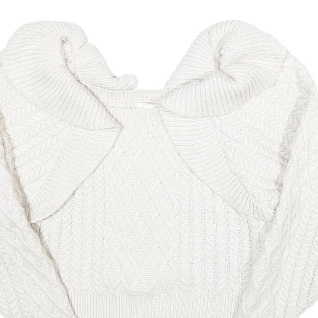 H&M Womens White Plain Chunky Knit Roll Neck Jumper S Winter Knitwear
